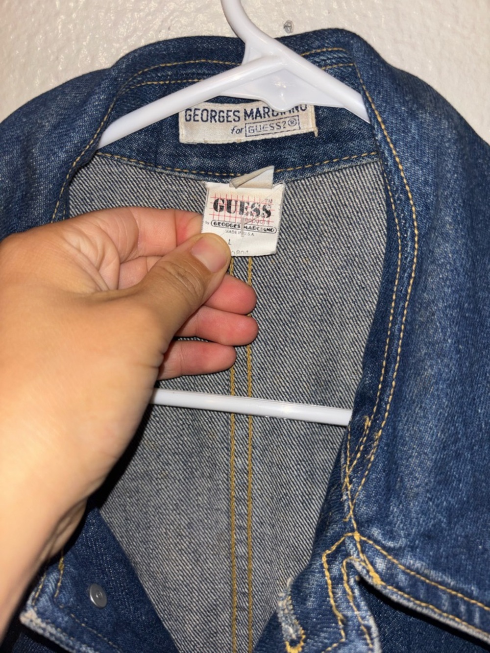 Vintage 80s Georges Marciano GUESS L Oversized Denim Jean Long Coat Jacket - Picture 6 of 15
